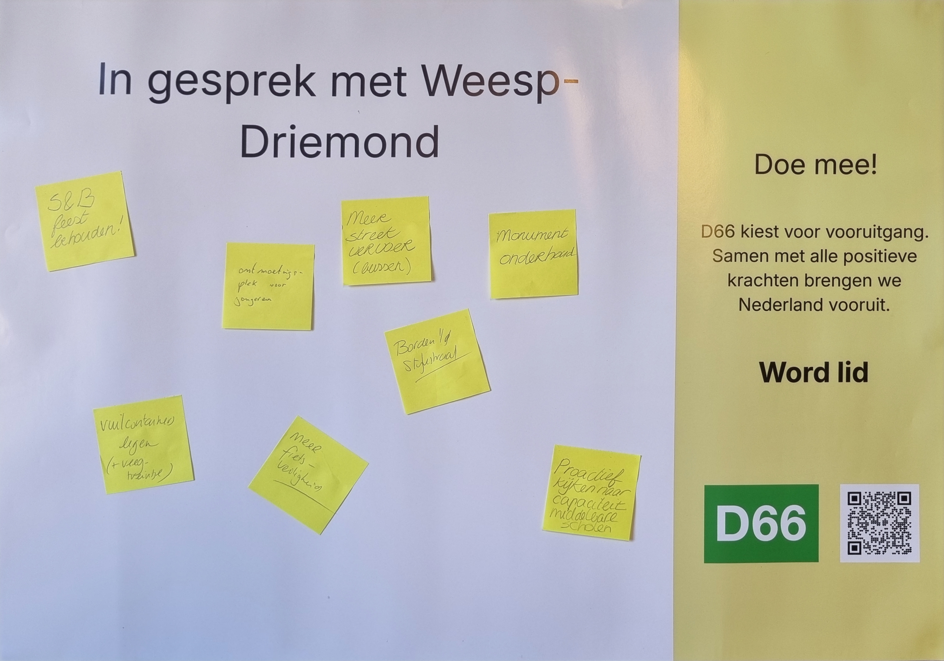 D66 Weesp-Driemond — D66 op Sluis