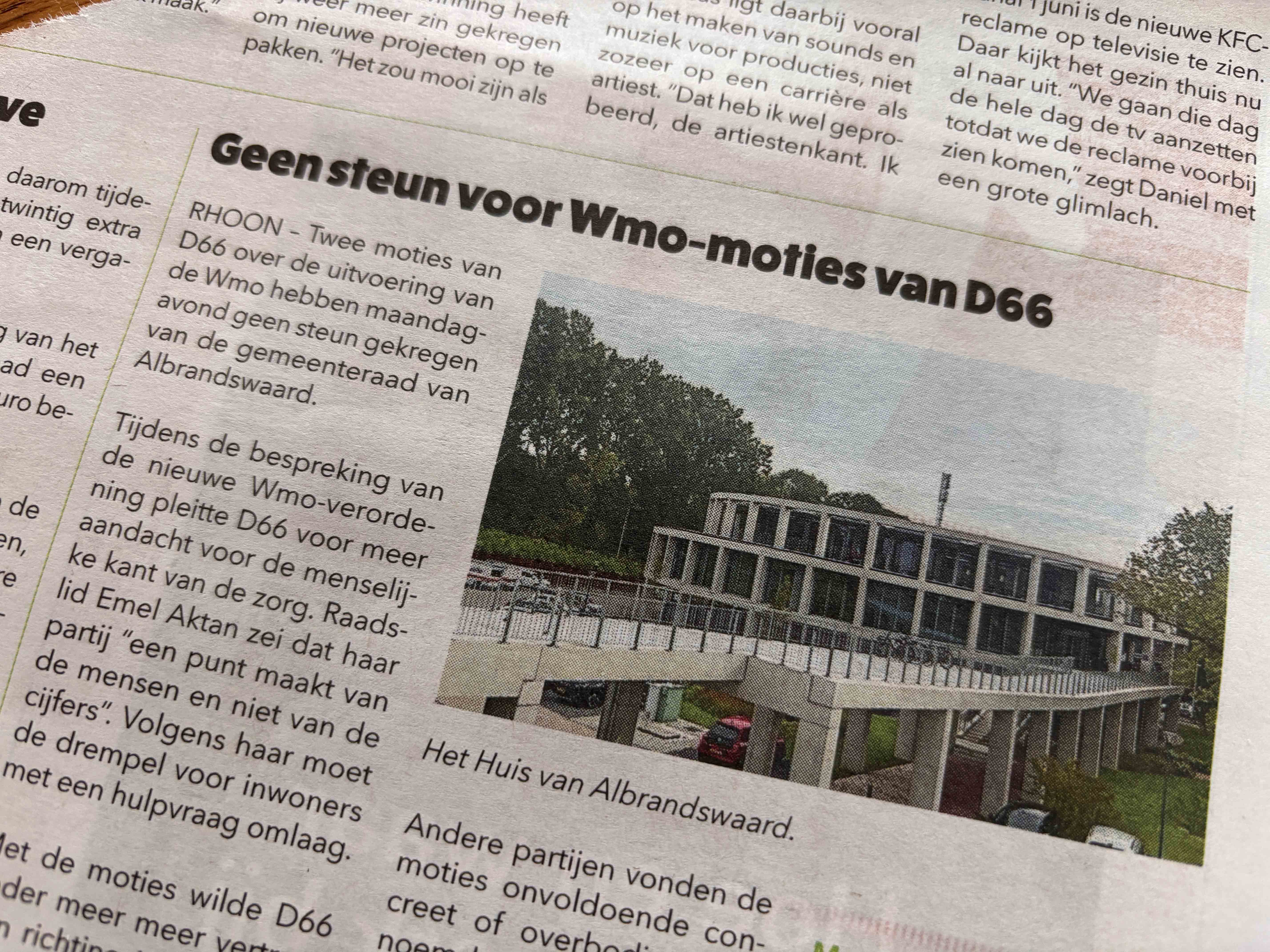 D66 Albrandswaard — WMO-moties