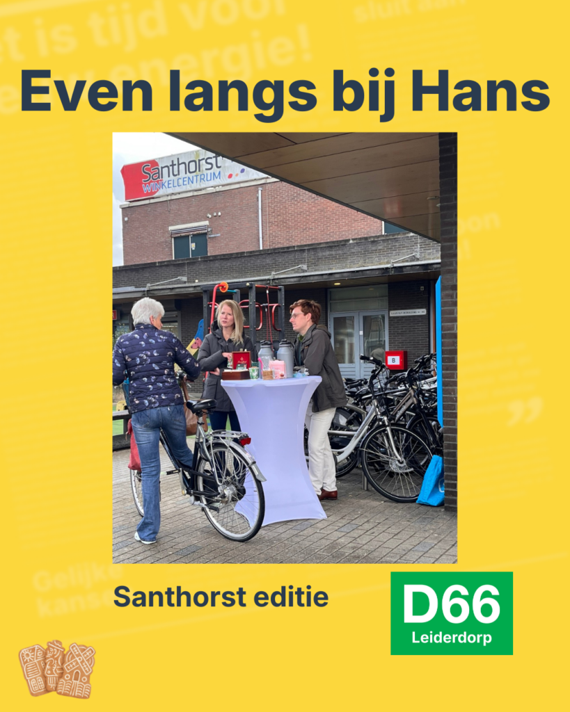 Hans bij winkelcentrum Santhorst in gesprek